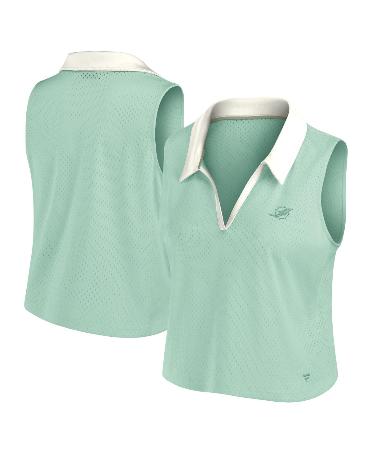 Fanatics Women's Miami Dolphins Studio Wellness Mesh Cropped V-Neck Tank Top