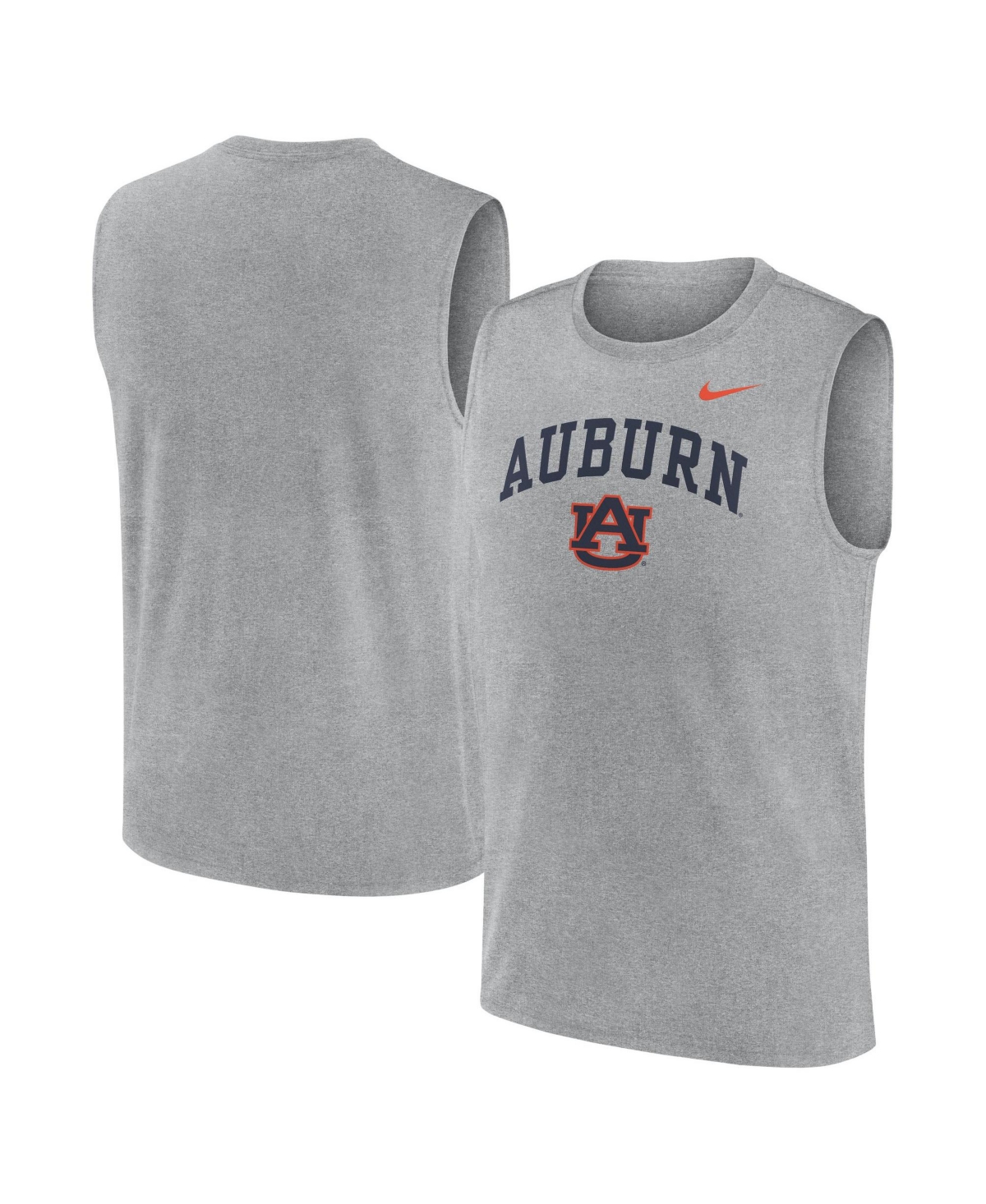 Nike Men's Auburn Tigers Primetime Arch Legend Sleeveless Screen-print Graphics Muscle Tank Top In Heather Gray