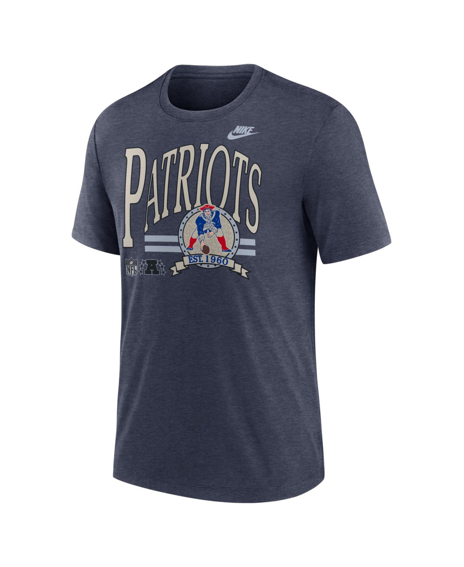 Men's New England Patriots Rewind Crewneck Tri-Blend T-Shirt