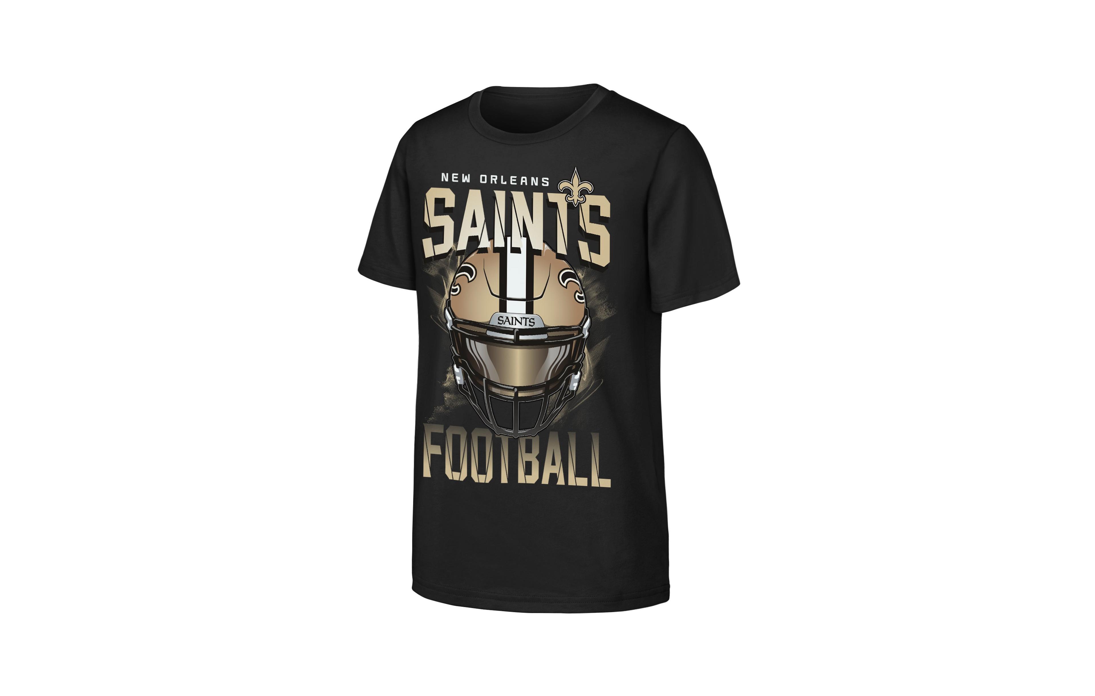 Outerstuff Boys' and Girls' New Orleans Saints Full Gear Stylized Team Helmet Graphic T-Shirt