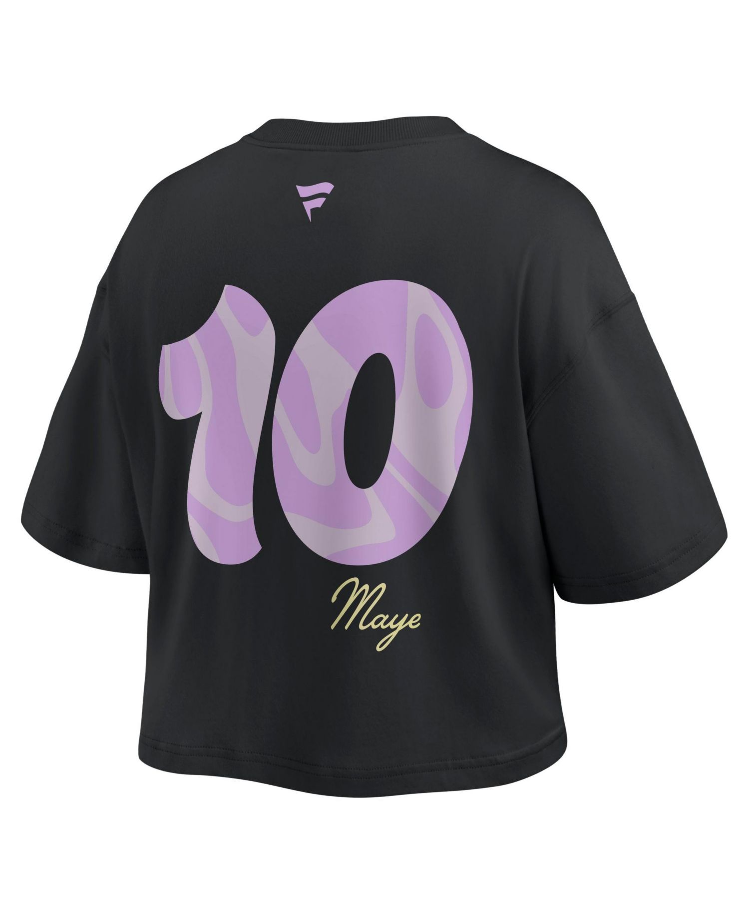 Women's New England Patriots Drake Maye Cropped Relaxed-Fit Crewneck T-Shirt