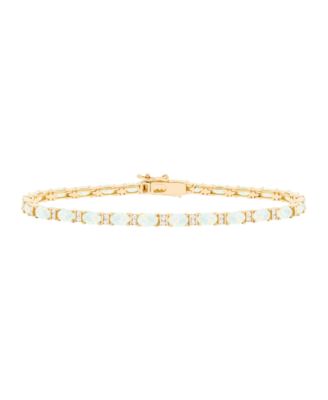 Lab-Grown Opal (2-1/4 ct. t.w.) & Lab-Grown White Sapphire (1/2 ct. t.w.) Bracelet in 14k Gold Over Sterling Silver (Also available in Lab-Grown Ruby and Sapphire)