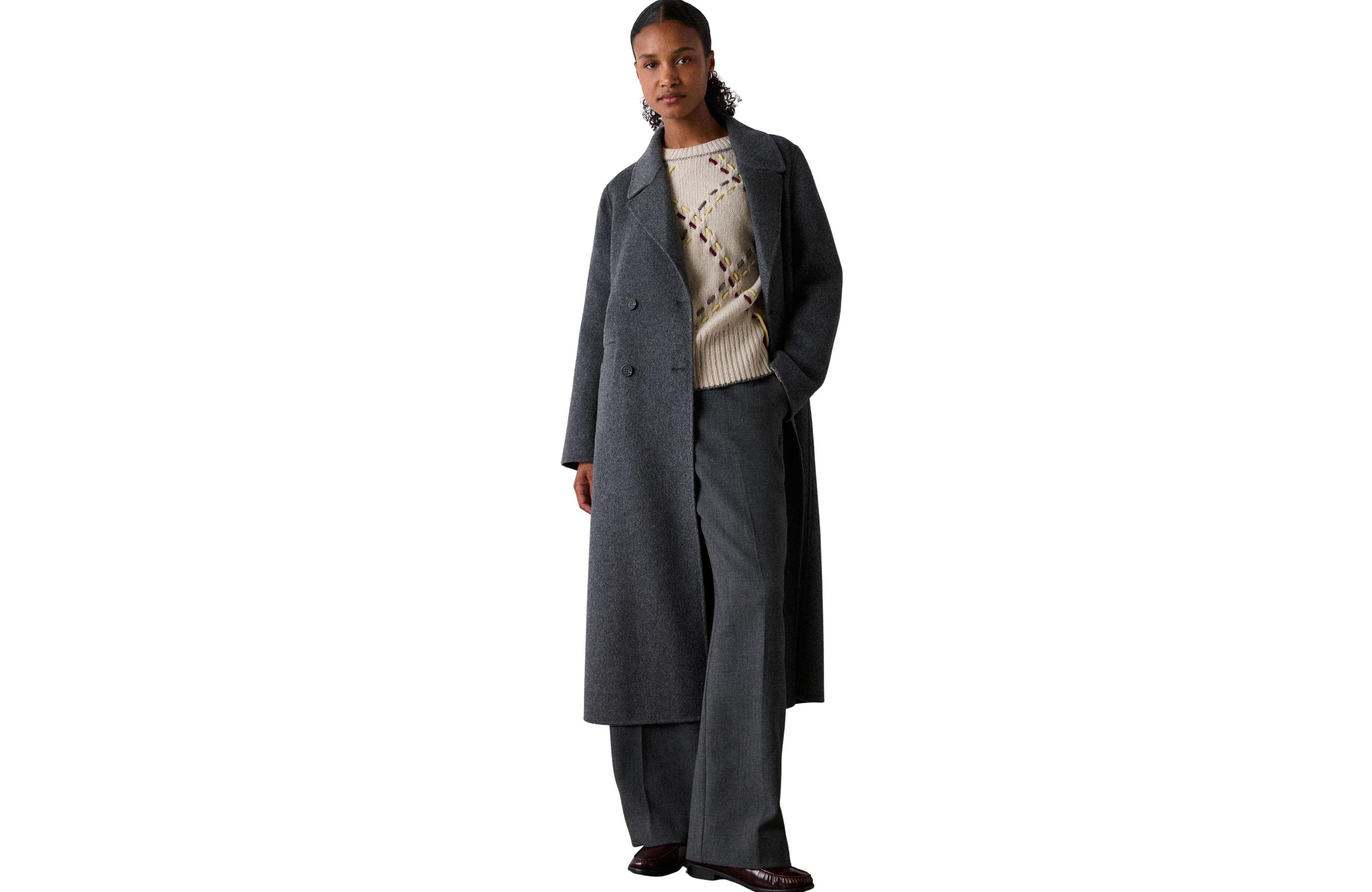 Whistles Women's Double-Breasted Relaxed Wool-Blend Coat