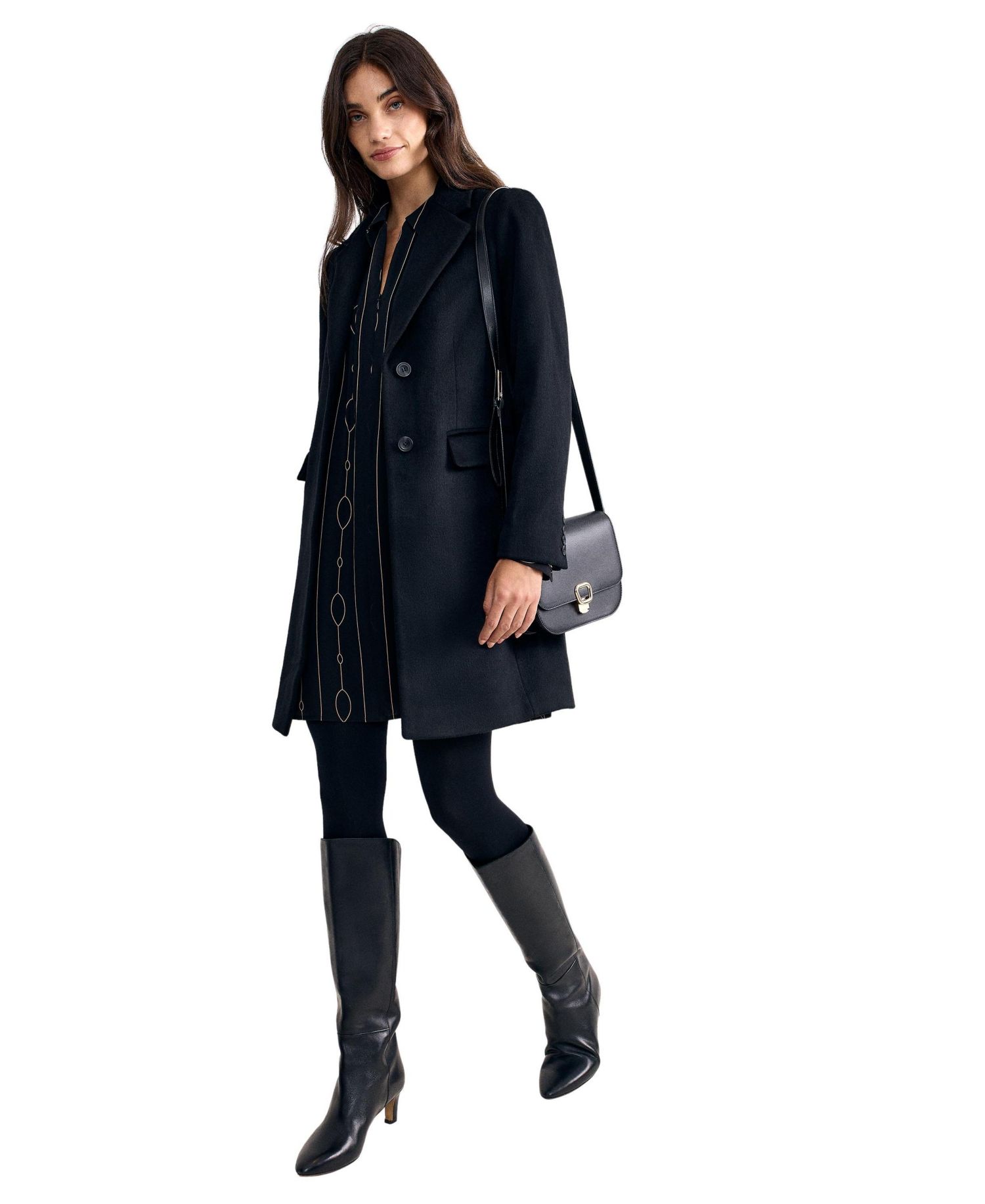 Women's Lydia Wool-Blend Structured Mid-Length Coat