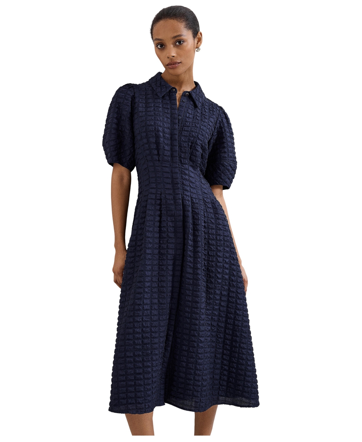 Phase Eight Women's Yasmine Textured Short-Sleeve Collared Midi Dress
