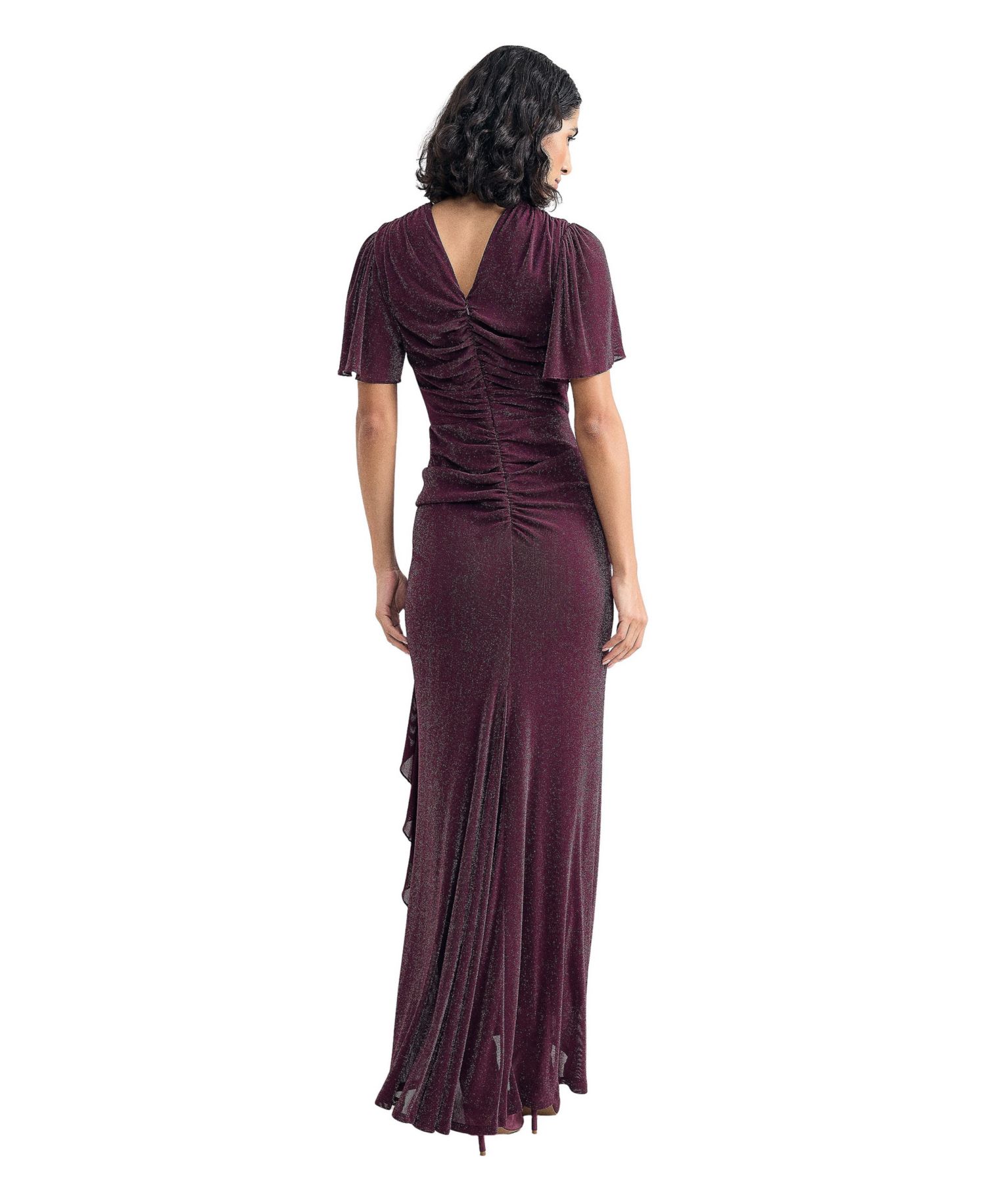 Women's Alexis Shimmering Flutter-Sleeve Wrap Maxi Dress