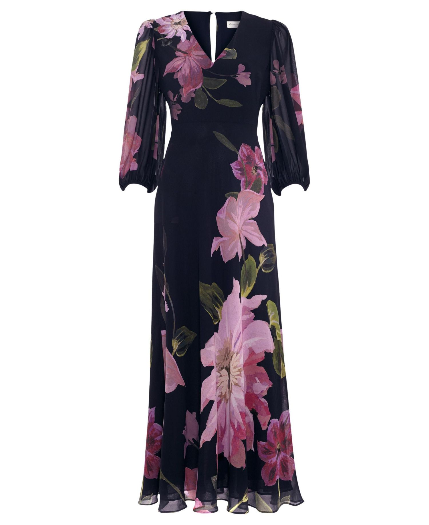 Women's Betty Floral A-Line Billowed 3/4-Sleeve Maxi Dress