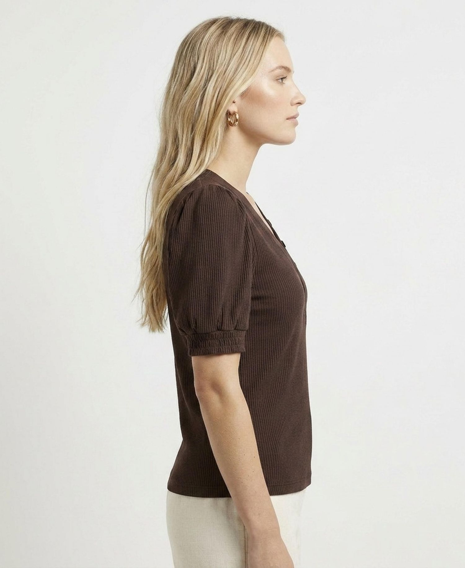 Women's V-Neck Puff Sleeve Top