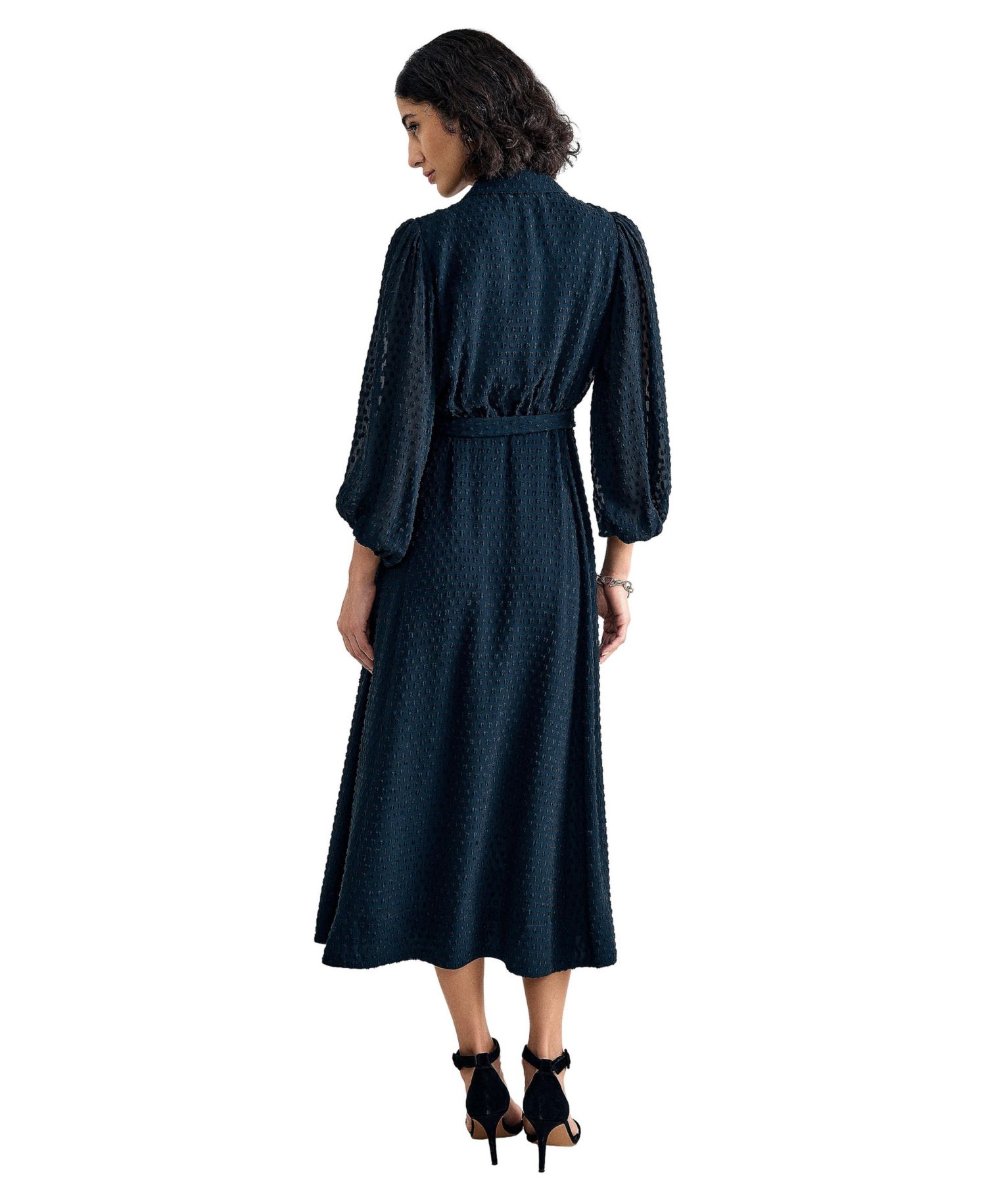Women's Maeve Textured Belted Midi Shirt Dress
