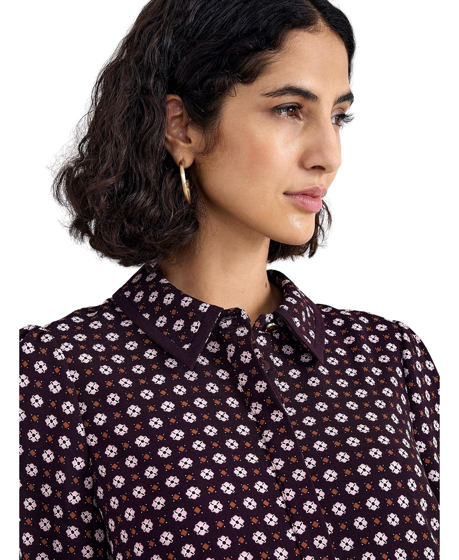 Women's Pamela Foulard A-Line Long-Sleeve Dress