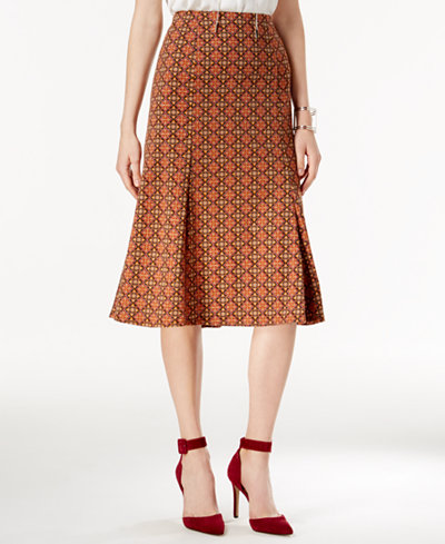 NY Collection Printed A-Line Skirt - Women - Macy's