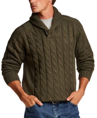 Men's Fisherman Cable-Knit Shawl Collar Pullover Sweater