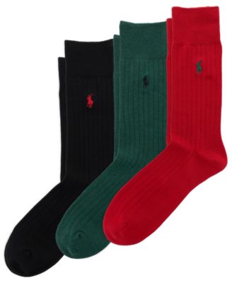 Men's Soft Touch Rib Slack Ribbed Reinforced Heel and Toe Crew Socks, 3-Pack