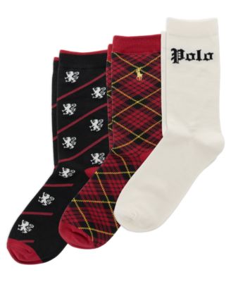 Boys' 4-11 Cotton-Blend Ribbed Argyle Crew Socks, 3-Pack