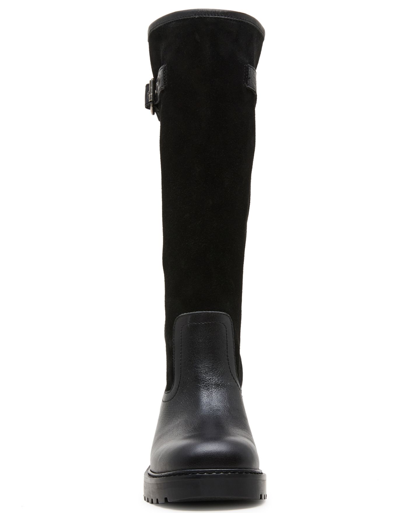 Женские ботинки Steve Madden Ramble Lug-Sole Tall Riding Boots, Regular & Wide Calf, цвет: Чёрный замшевый разноцветный — фото 6
