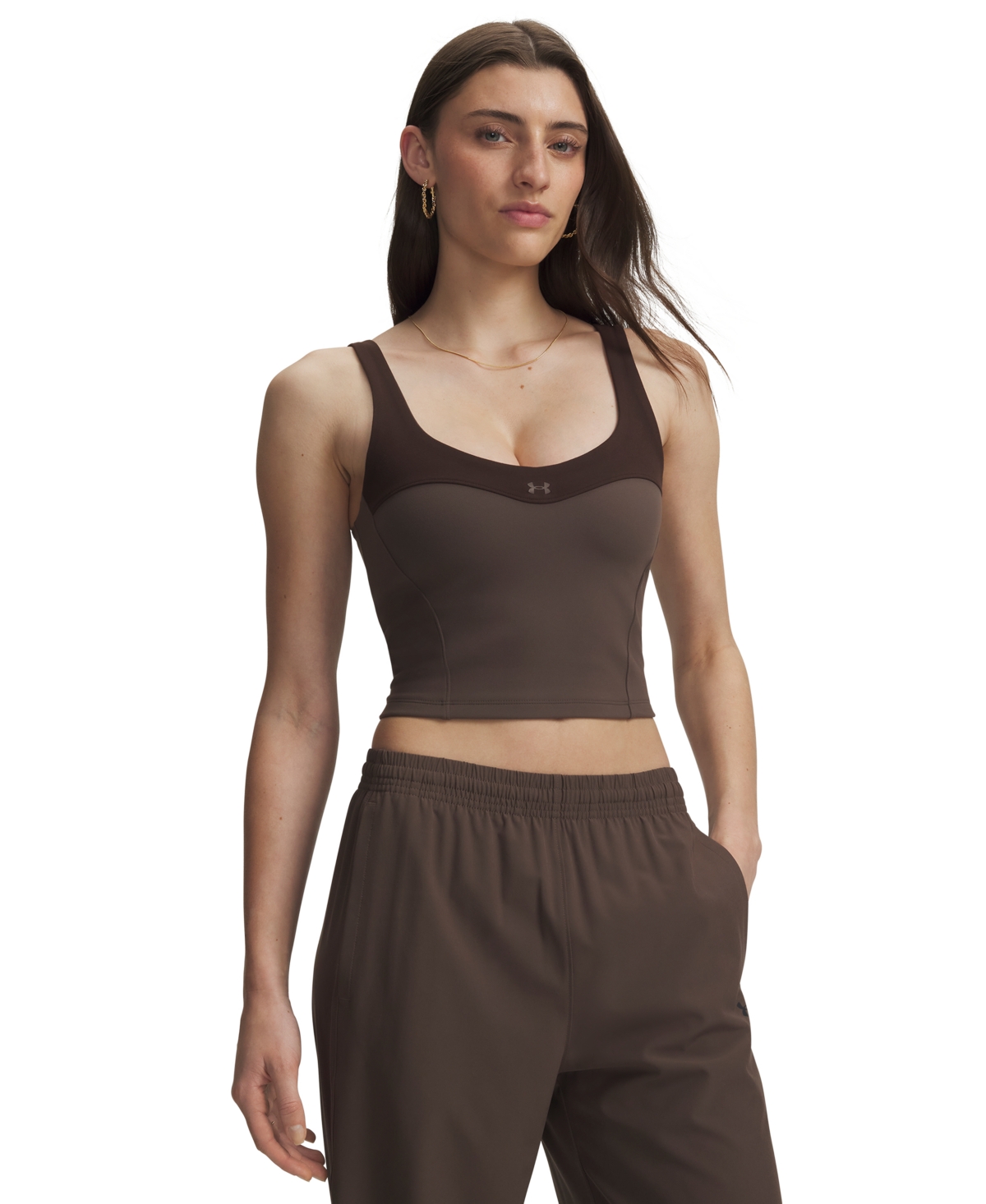 Under Armour Women's Motion Colorblock Scoop-Neck Tank - Peppercorn / Kona Brown / Peppercorn