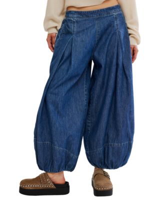 Women's Moonflower Mid-Rise Wide-Leg Pull-On Jeans