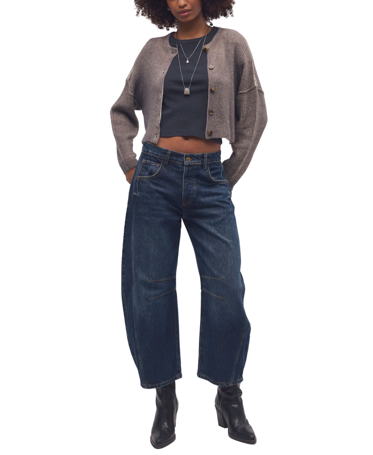 Women's Ottilie Cropped Scoop Neck Button-Up Cardigan Sweater