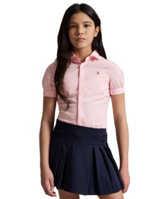 Girls' 7-16 Short-Sleeve Solid Oxford Top