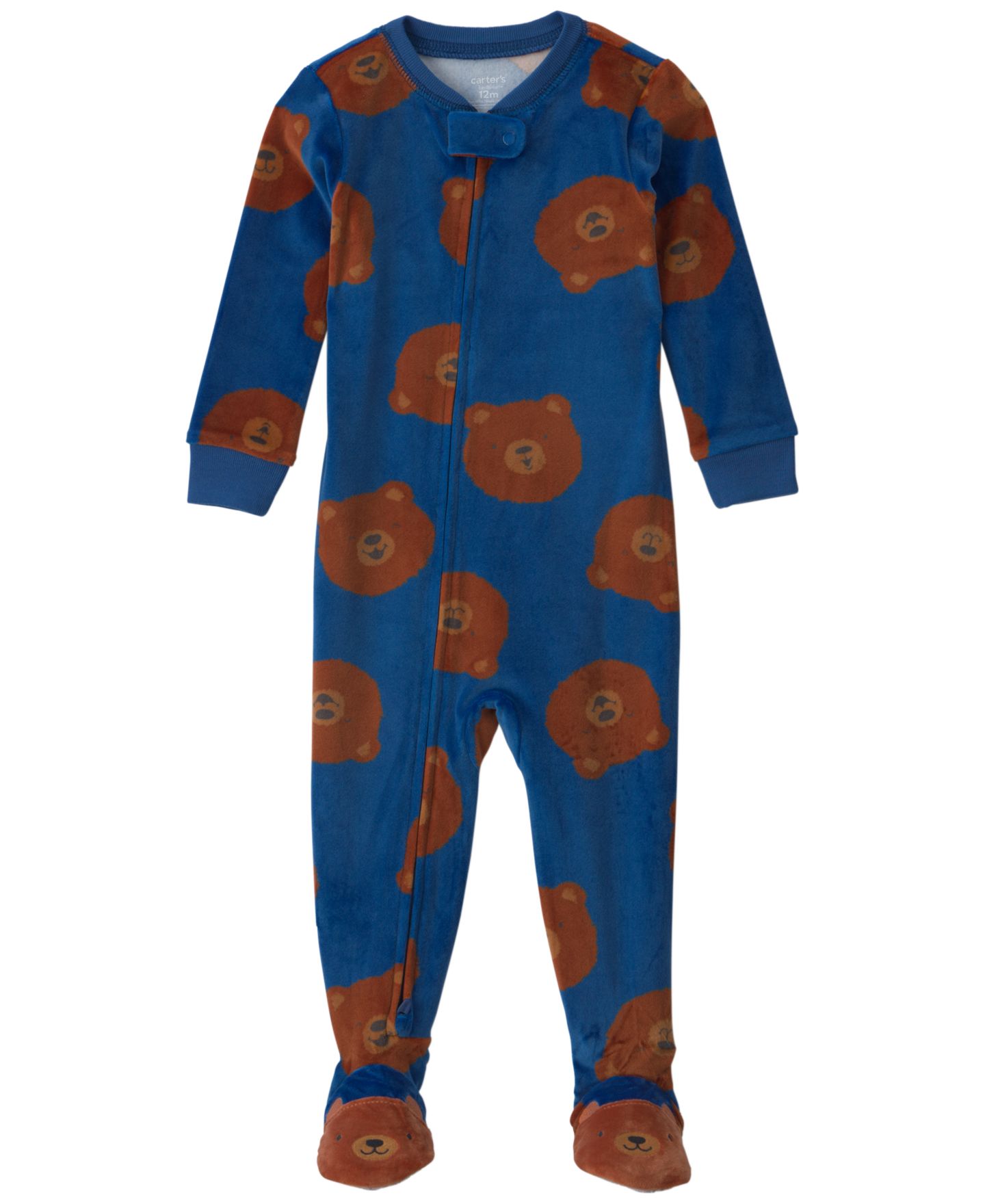 Детская пижама Carter's DreamPlush с медведем, двусторонняя молния, закрытые ножки, цвет: Тёмно-синий — фото 1