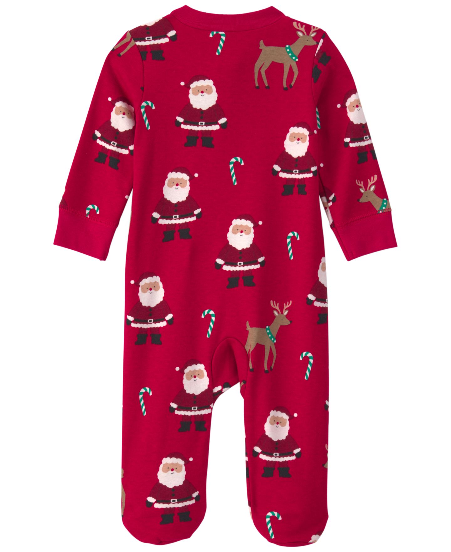 Детский слип Carter's Santa Christmas из 100% хлопка с двусторонней молнией, цвет: Красный / Бежевый — фото 2
