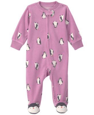 Baby Girls' Penguin Fleece 2-Way Zip Sleep & Play