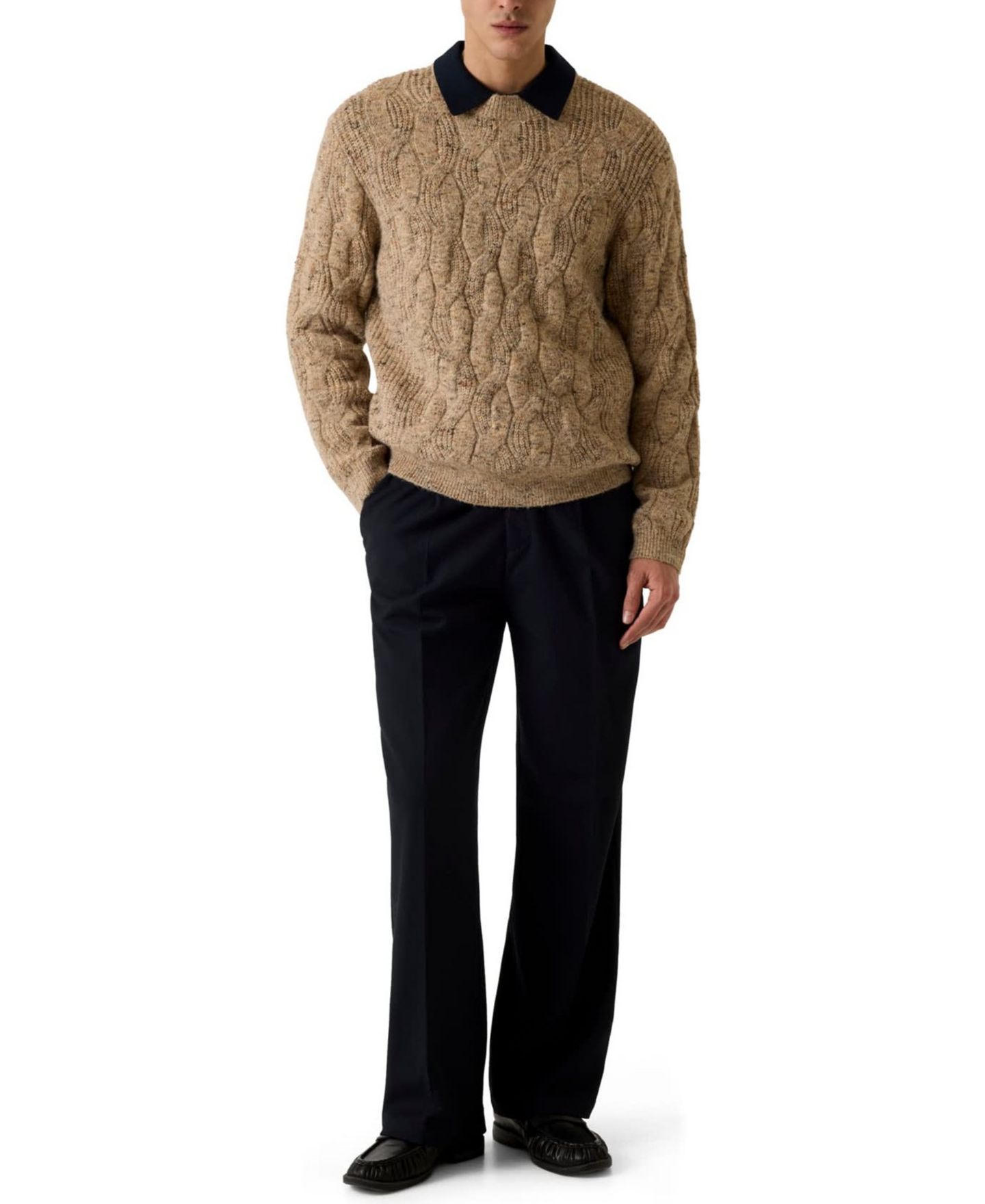 Мужской свитер GUESS Cooper Cable-Knit Crewneck, цвет: Разноцветный — фото 2