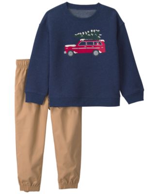 Toddler Boys' 2T-5T Long-Sleeve Christmas Jogger Pullover and Pant Set