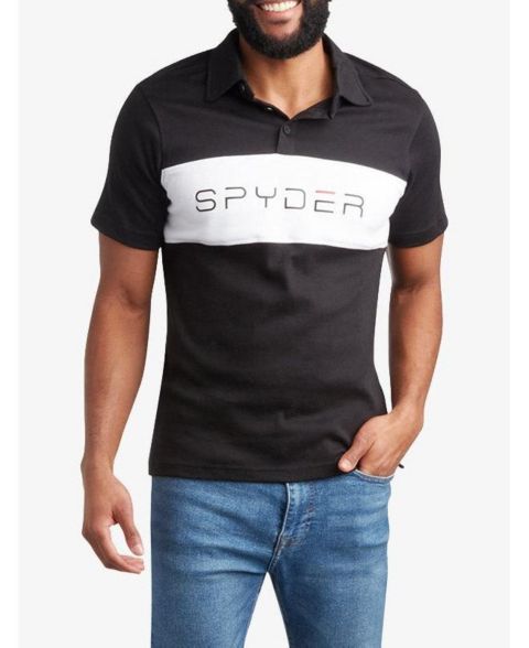 Мужское поло Spyder Color-Blocked Short-Sleeve Polo Shirt, цвет: Чёрный