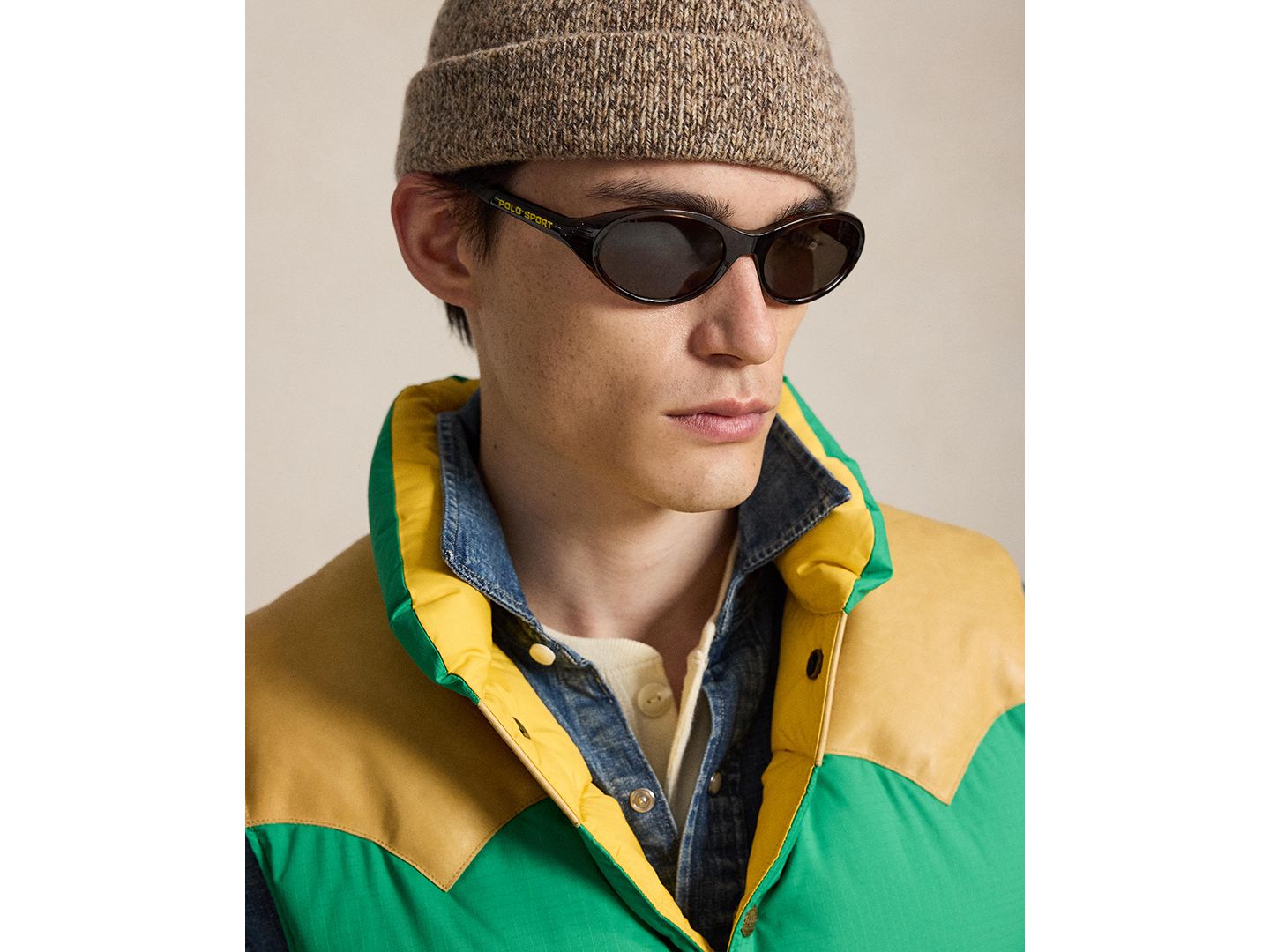 Мужской жилет Polo Ralph Lauren Western-Style Leather Yoke 750-Fill-Power Down Vest, цвет: Stem — фото 3