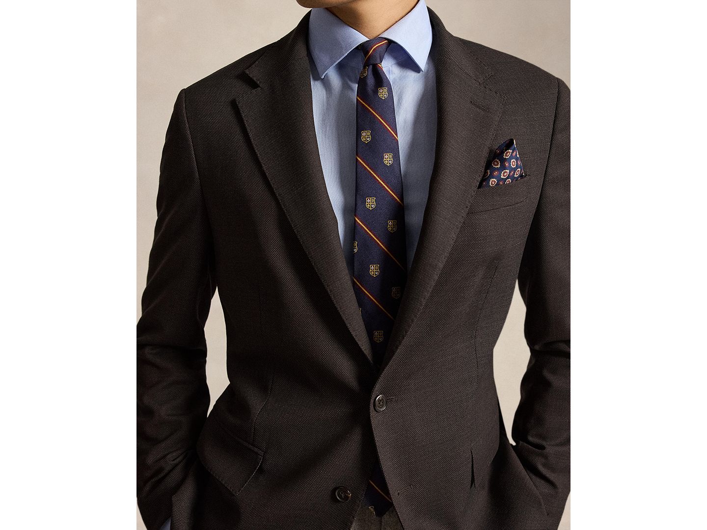 Мужской пиджак Polo Ralph Lauren Modern-Fit Wool-Blend Birdseye Suit, цвет: Тёмный коричневый — фото 3