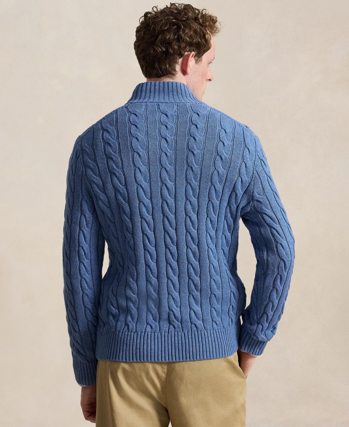 Мужской свитер Polo Ralph Lauren Cable-Knit Cotton, цвет: Синий меланжевый — фото 4