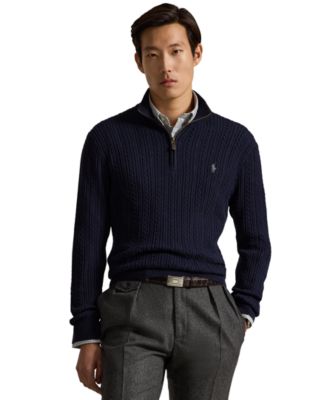Polo Ralph Lauren Men's Cable-Knit Quarter-Zip Mockneck Sweater