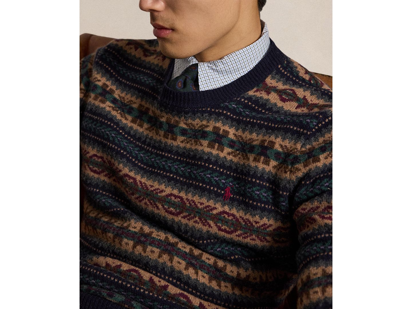 Мужской свитер Polo Ralph Lauren Fair Isle Wool Regular-Fit, цвет: Тёмно-синий комбинированный — фото 3
