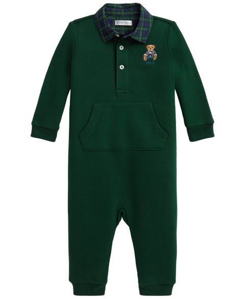 Комбинезон Polo Ralph Lauren Polo Bear Plaid Fleece Coverall для мальчиков-малышей, цвет: Мох