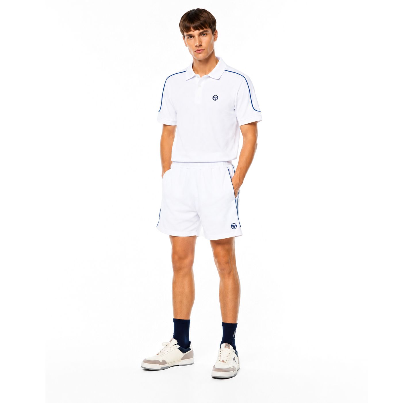 Мужские шорты Sergio Tacchini Magro Performance Regular-Fit Shorts, 6" Inseam, цвет: Яркий белый — фото 1