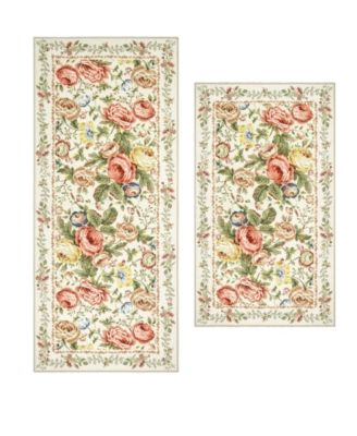 Uffington Roses Border Floral 2-Piece Rug Set