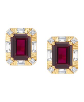 Sapphire (4 ct. t.w.) & White Sapphire (5/8 ct. t.w.) Stud Earrings in Sterling Silver (Also in Emerald & Ruby)