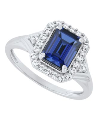 Emerald (1-3/8 ct. t.w.) & White Sapphire (1/3ct. t.w.) Ring in 14k Yellow Gold-Plated Sterling Silver (Also in Sapphire & Ruby)