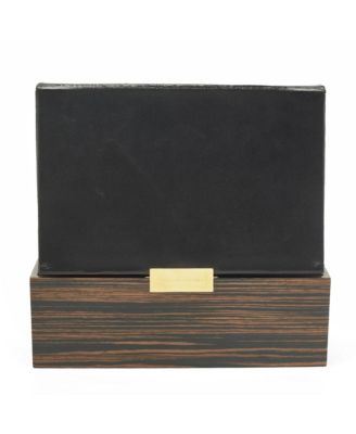 Women's Faux Leather and Wood-Effect Box Clutch