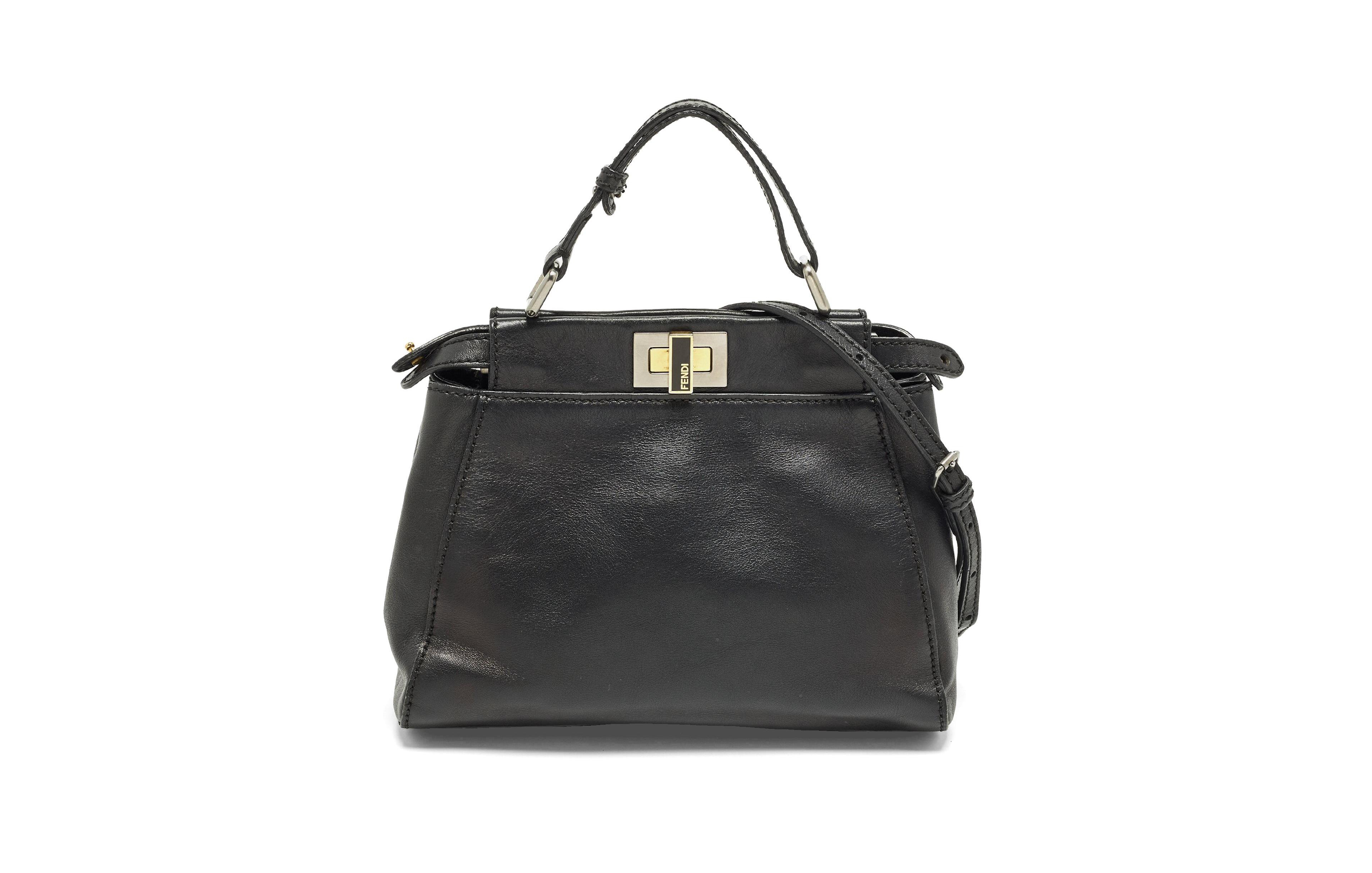 Pre-Owned Fendi Women's Peekaboo Mini Leather Top Handle Bag