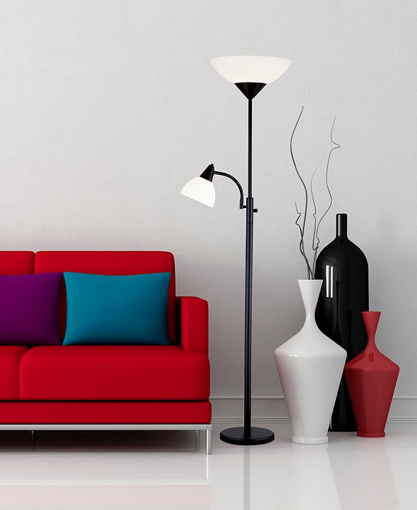 Adesso Piedmont Black Torchiere Floor Lamp & Reviews - All ...