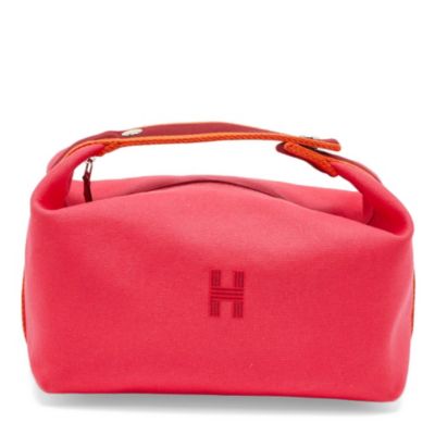 Pre-Owned HERMES Bride-A-Brac Large Hibiscus Toile Canvas Pouch