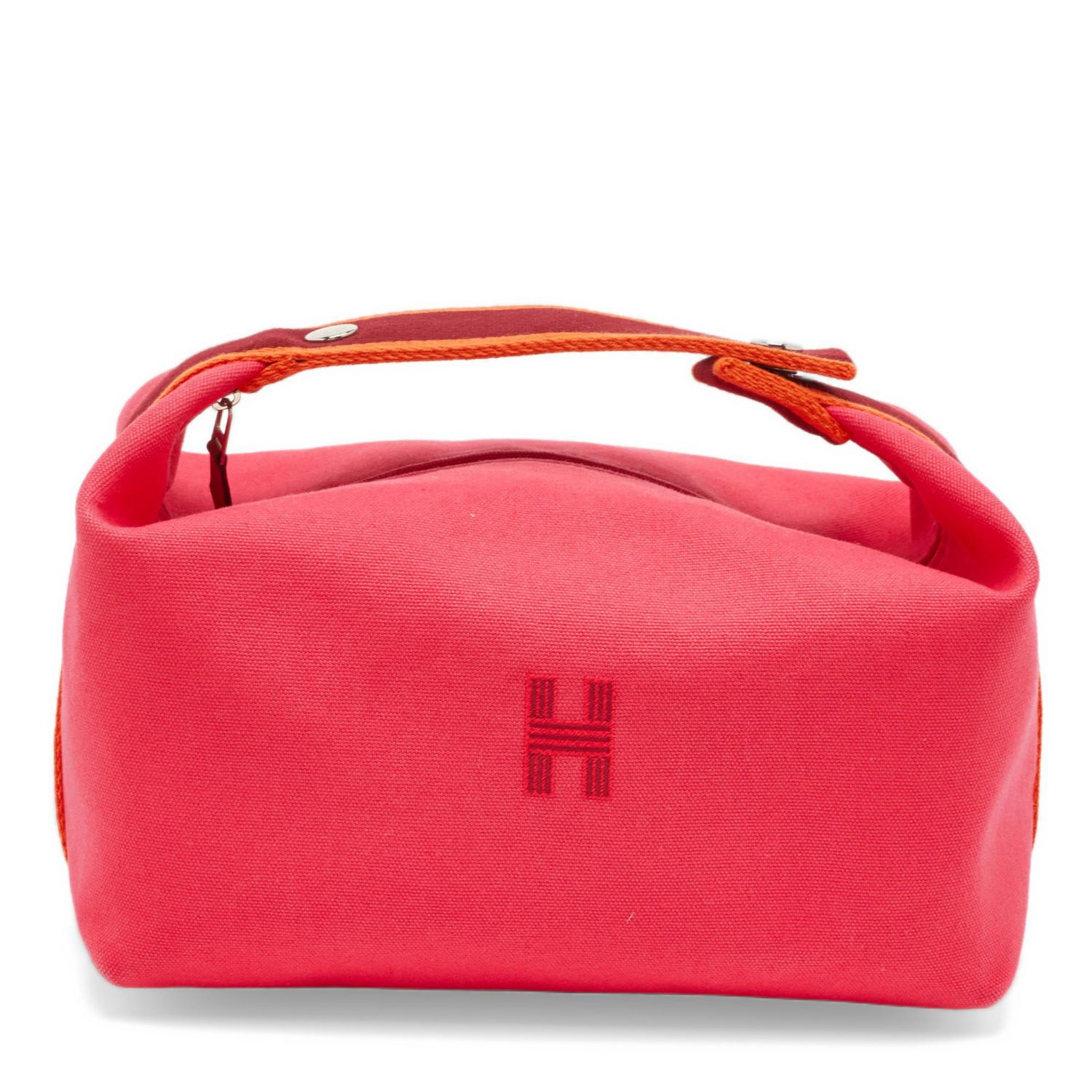 Pre-Owned HERMES Bride-A-Brac Large Hibiscus Toile Canvas Pouch