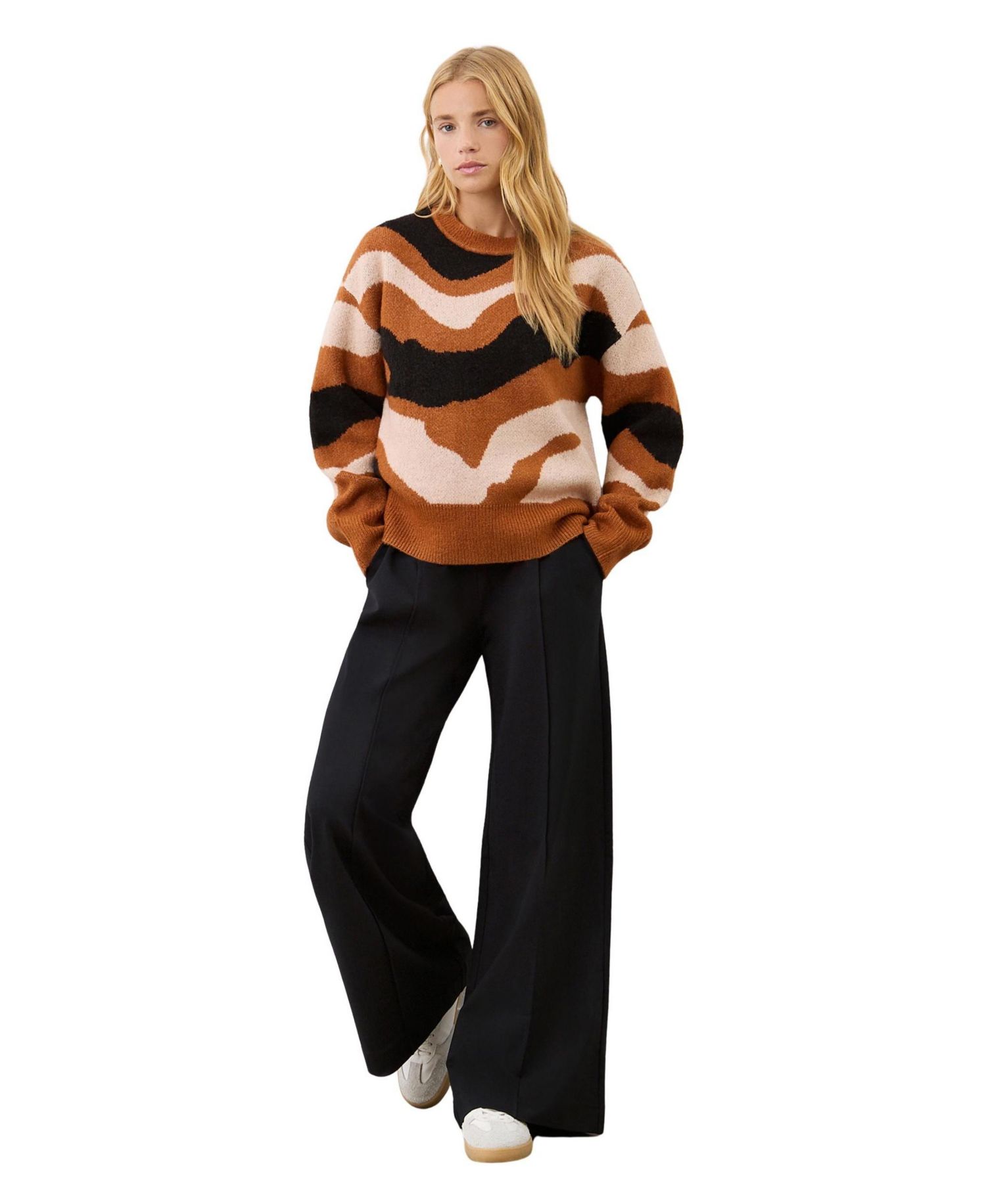 Women's Minnie Abstract-Print Crewneck Long-Sleeve Sweater