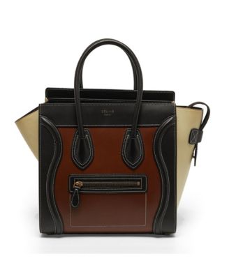 Women's Micro Luggage Tricolor Leather Tote Bag