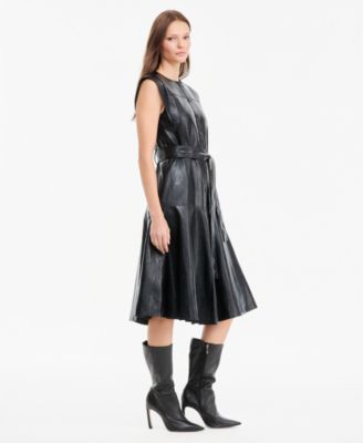 Women's Faux Leather Midi Dresses