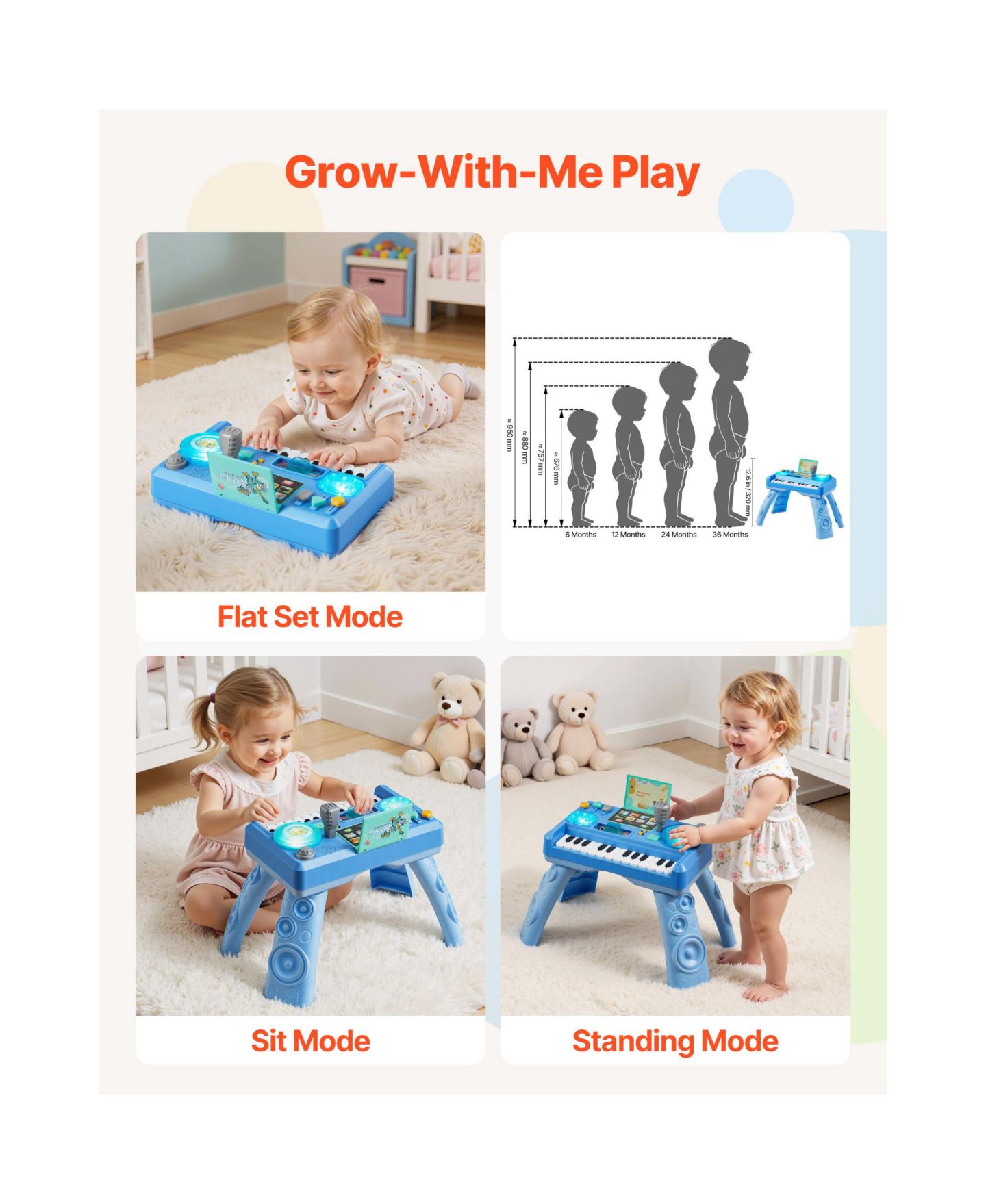 Детская игрушка SUGIFT Baby DJ Turntable 133 Sound Sources Record and Playback Musical Activity Table, Ages 6 Months+, цвет: Синий — фото 2