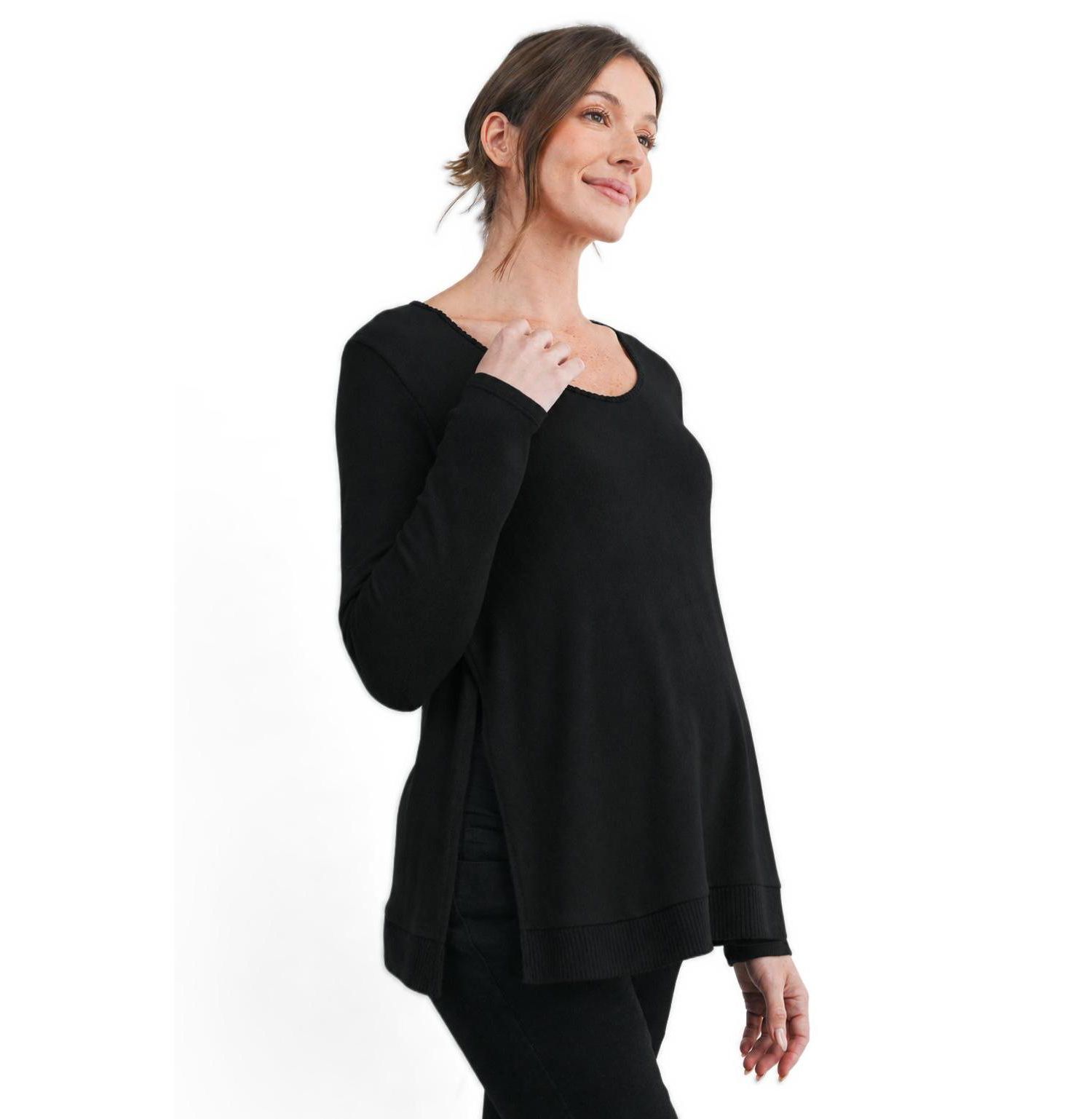 Maternity Scoop Neck Long-Sleeve Sweater