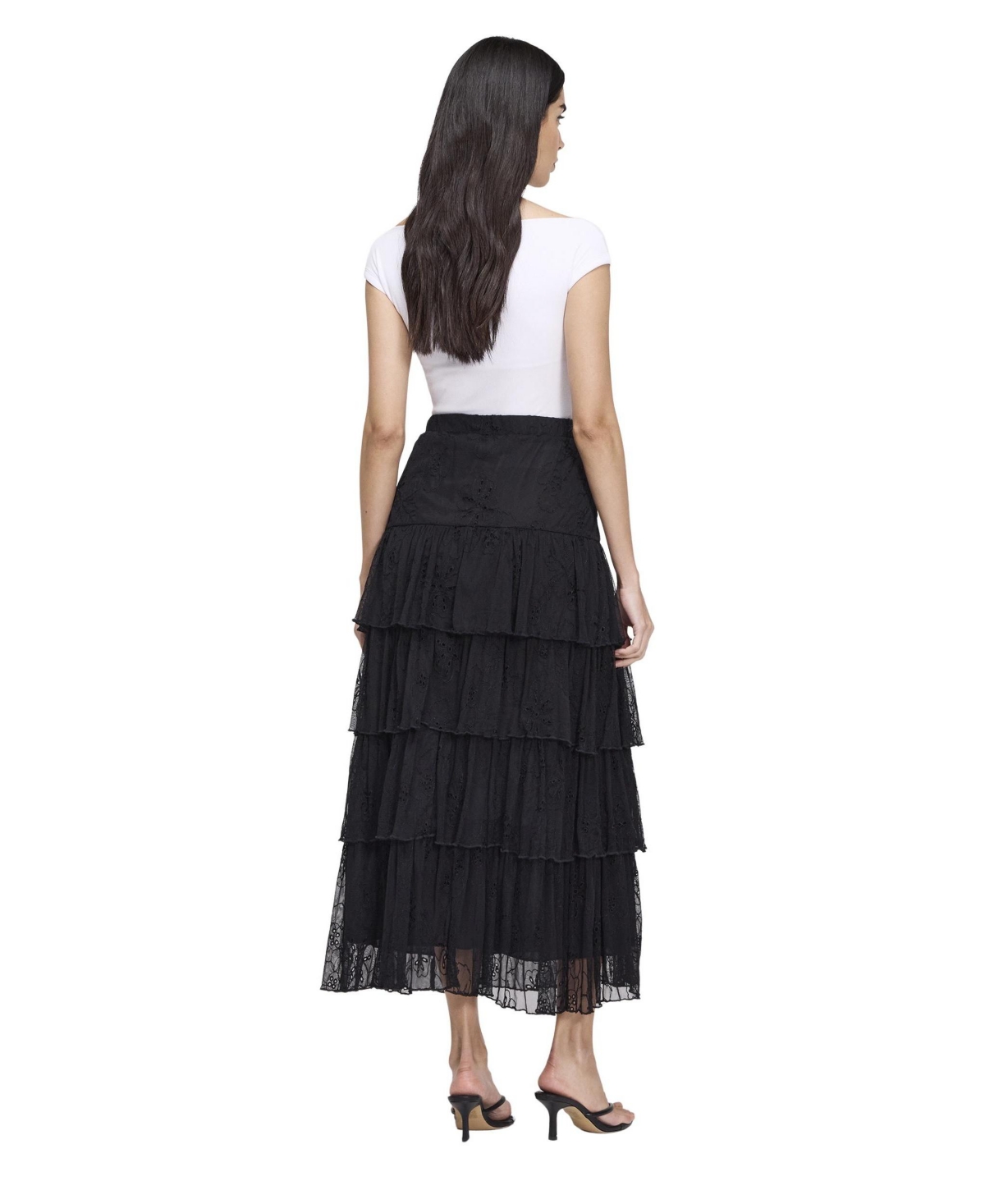 Finery London Women's Elisa Tiered-Mesh Midi Skirt
